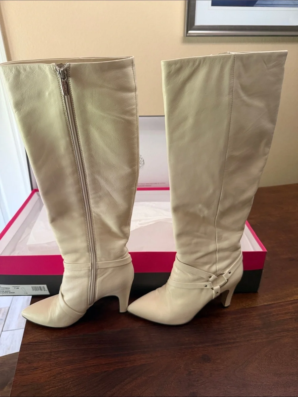 Vince Camuto Cream Over-the-Knee Pointed-Toe Boots